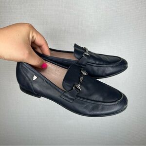 Venettini | Navy Blue Hand Made Leather Loafers with Silver Detail